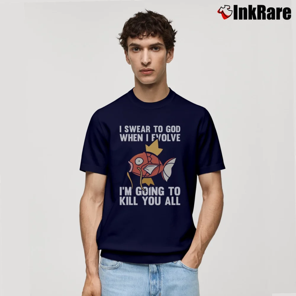 Men’s Pokemon I Swear To God When I Evolve Funny Classic T-Shirt in navy | Soft, Breathable Everyday Wear