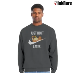 Men’s Pokemon Just Do It Later Charizard Crewneck Sweatshirt in charcoal | Cozy Fabric, Clean Style