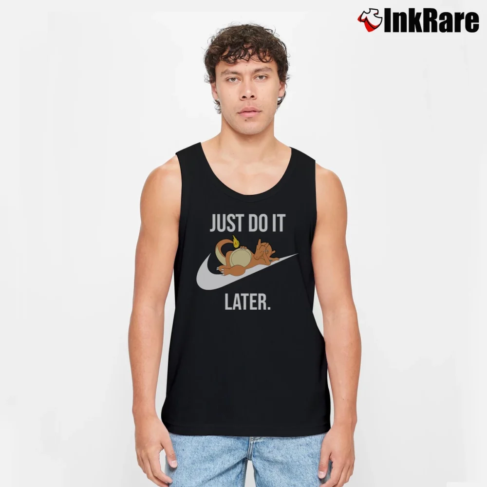 Men’s Pokemon Just Do It Later Charizard Tank Top in black | Breathable, Active-Friendly Design