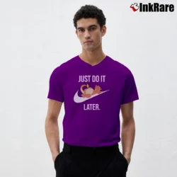 Men’s Pokemon Just Do It Later Charizard V-Neck Tee in purple | Sharp, Breathable, Everyday Staple