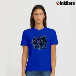Women’s Pokemon Neon Bulbasaur Classic Cartoon Signature T-Shirt in royal blue | Soft, Flattering Fit