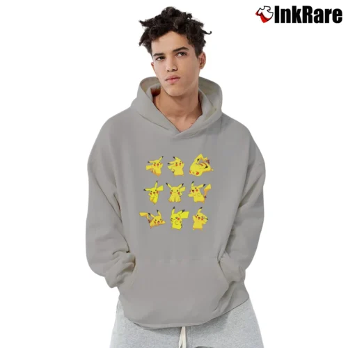 Pokemon Pikachu Poses Graphic Men’s Pullover Hoodie in sport grey – Ultimate Warmth Men’s Pokemon Pikachu Poses Graphic Pullover Hoodie in sport grey | Cozy, Durable, Modern Fit