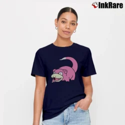 Women’s Pokemon Slowpoke Classic Character Signature T-Shirt in navy | Soft, Flattering Fit