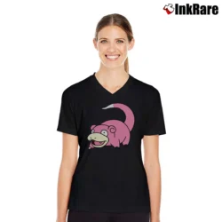 Women’s Pokemon Slowpoke Classic Character V-Neck Tee in black | Chic Neckline, Soft Texture