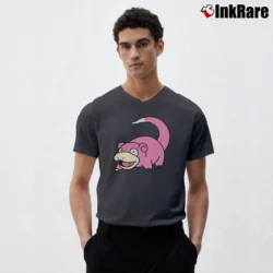Men’s Pokemon Slowpoke Classic Character V-Neck Tee in charcoal | Sharp, Breathable, Everyday Staple