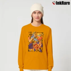 Women’s Pokemon Zacian Zamazenta Sword Shield Galar Long-Sleeve Top in orange | Sleek, Versatile, All-Season