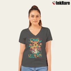 Women’s Pokemon Zone Classic Graphic V-Neck Tee in charcoal | Chic Neckline, Soft Texture