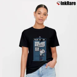 Women’s Police Bublic Call Box Snoopy T-Shirt in black | Soft, Flattering Fit