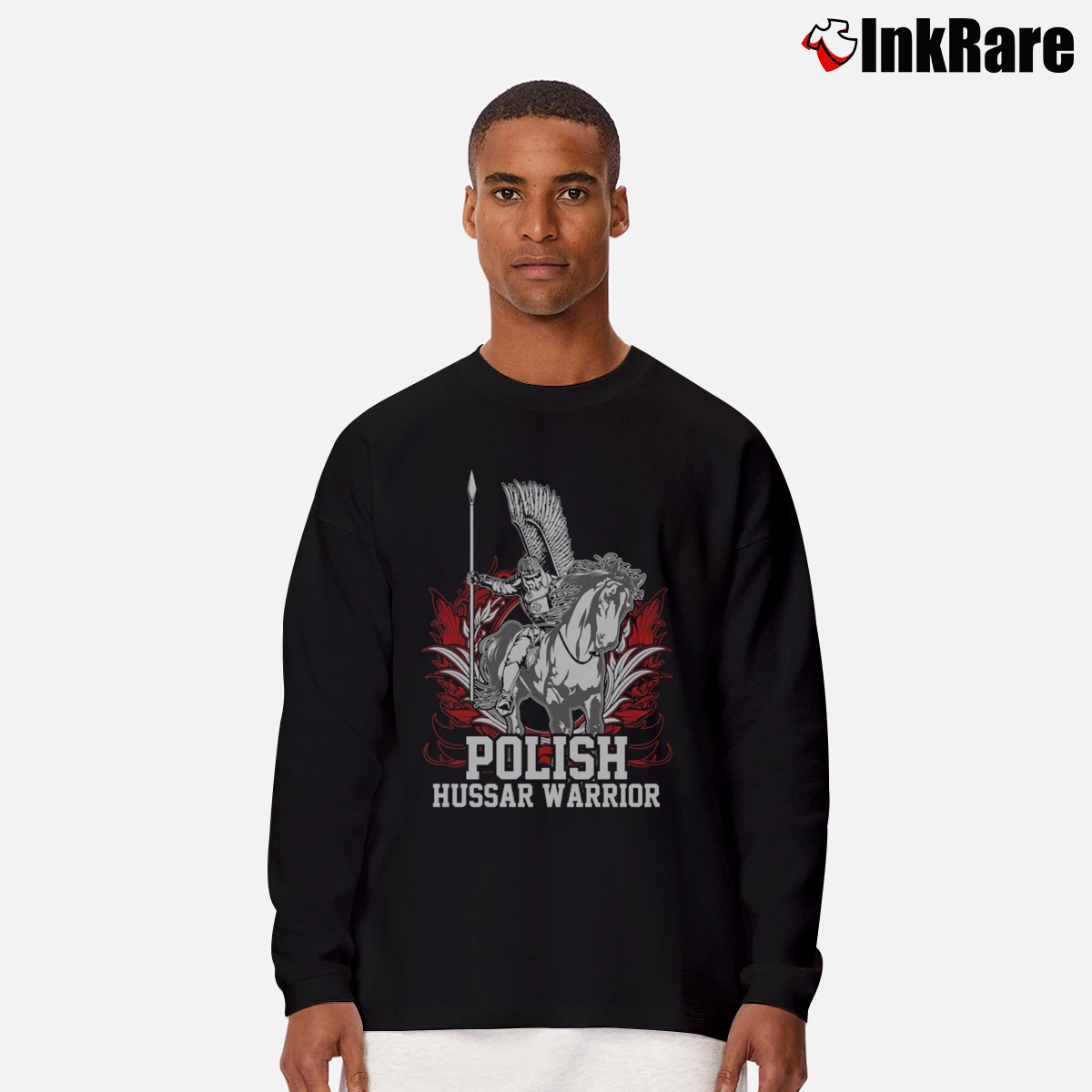 Men’s Polish Hussar Winged Warrior Historical Long-Sleeve Shirt in black | Sleek, Lightweight, Year-Round Wear