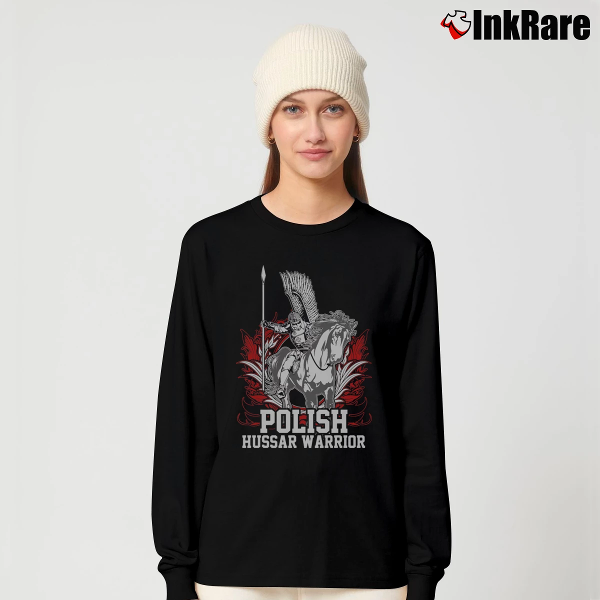 Women’s Polish Hussar Winged Warrior Historical Long-Sleeve Top in black | Sleek, Versatile, All-Season