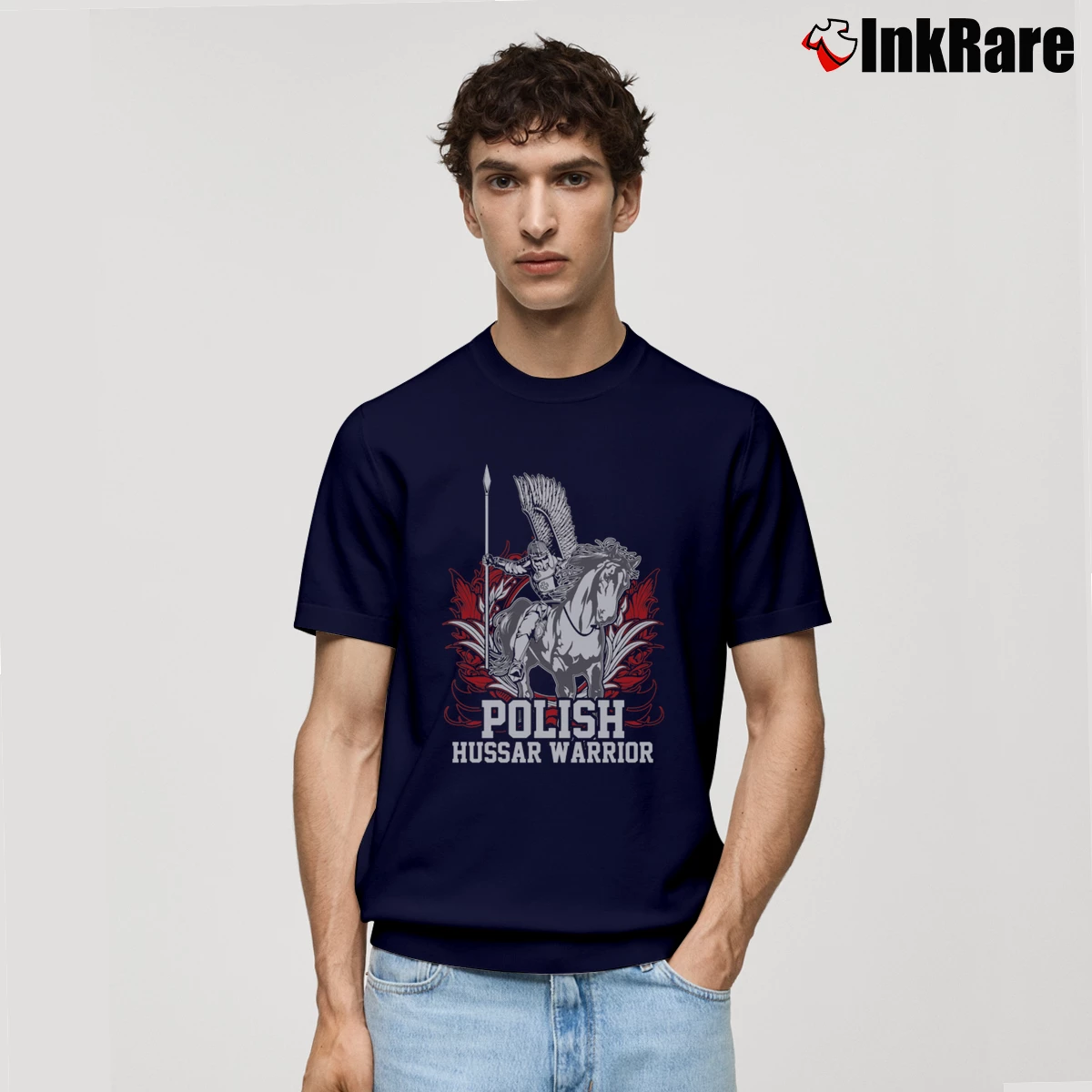 Men’s Polish Hussar Winged Warrior Historical Classic T-Shirt in navy | Soft, Breathable Everyday Wear