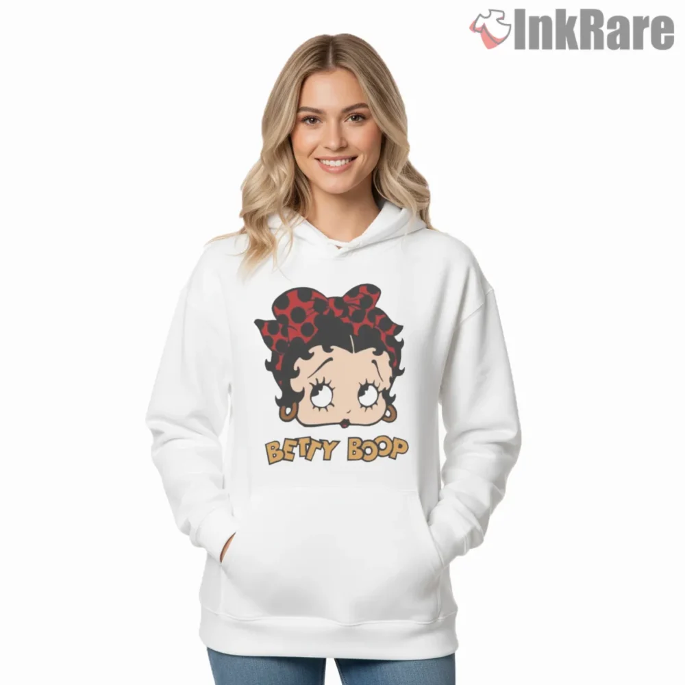 Polka Dot Bow Betty Boop Classic Icon Shirt on white hoodie for women graphic tee