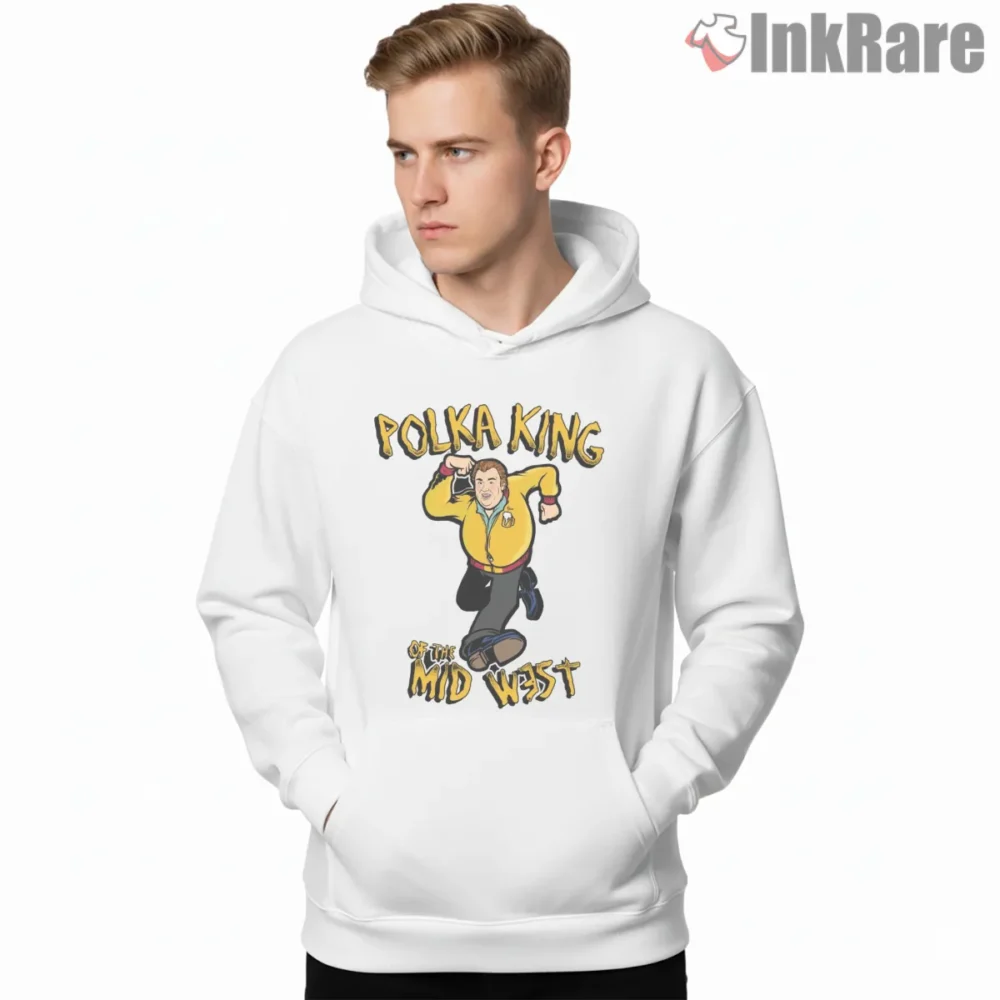 Polka King Of The Midwest Holiday Dance Shirt on white hoodie for men graphic tee