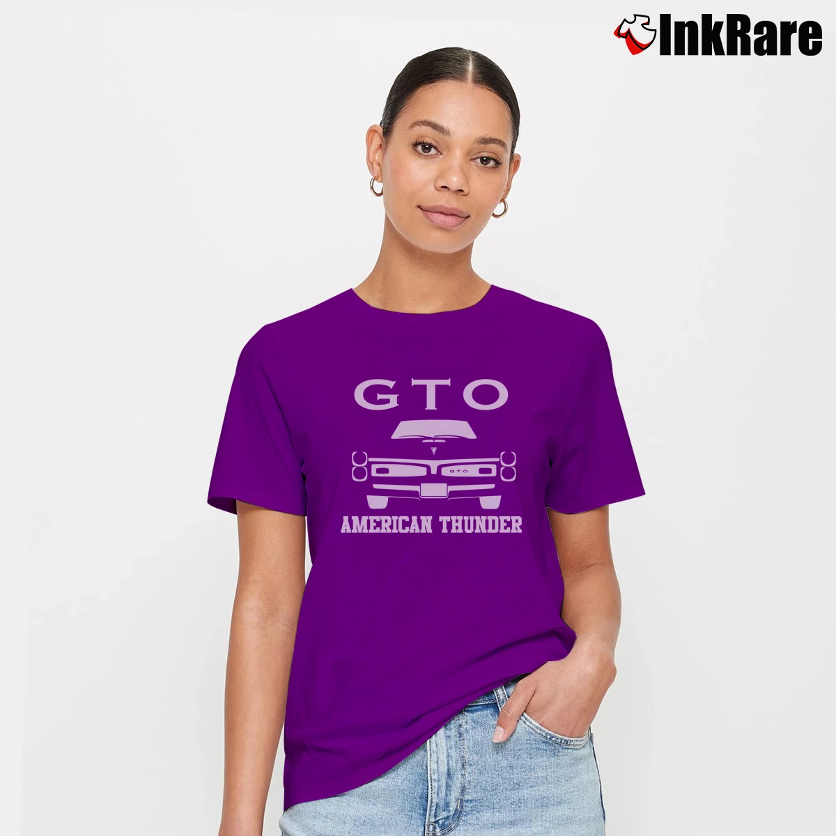 Women’s Pontiac GTO American Thundergrill Muscle Car Signature T-Shirt in purple | Soft, Flattering Fit