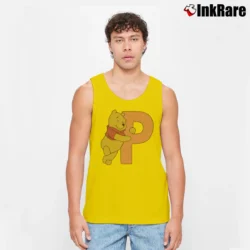 Men’s Pooh And Tigger Disney Cartoon Character 90s Tank Top in yellow | Breathable, Active-Friendly Design