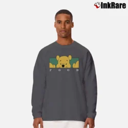 Men’s Pooh Cartoon Character Disney Spell Out Logo Long-Sleeve Shirt in charcoal | Sleek, Lightweight, Year-Round Wear