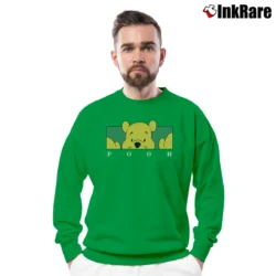 Men’s Pooh Cartoon Character Disney Spell Out Logo Crewneck Sweatshirt in irish green | Cozy Fabric, Clean Style