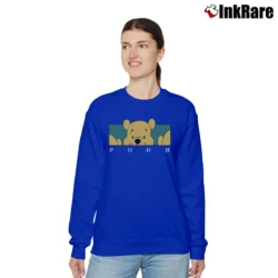 Women’s Pooh Cartoon Character Disney Spell Out Logo Relaxed Sweatshirt in royal blue | Soft, Laid-Back Vibe