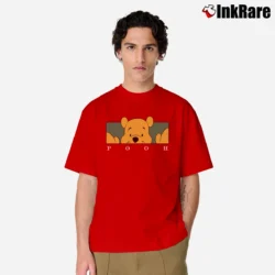 Men’s Pooh Cartoon Character Disney Spell Out Logo Classic T-Shirt in red | Soft, Breathable Everyday Wear