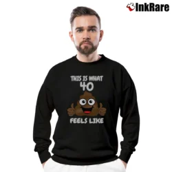 Men’s Poop Emoji 40th Birthday Gag Gift Crewneck Sweatshirt in black | Cozy Fabric, Clean Style