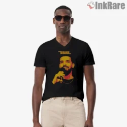 Pop Art Drake Microphone Moments Shirt on black v-neck shirt for men graphic tee