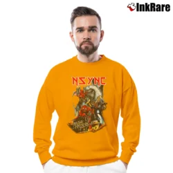 Men’s Pop Gone Metal Funny Graphic Crewneck Sweatshirt in orange | Cozy Fabric, Clean Style