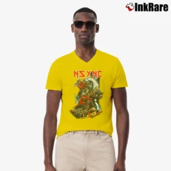 Men’s Pop Gone Metal Funny Graphic V-Neck Tee in yellow | Sharp, Breathable, Everyday Staple
