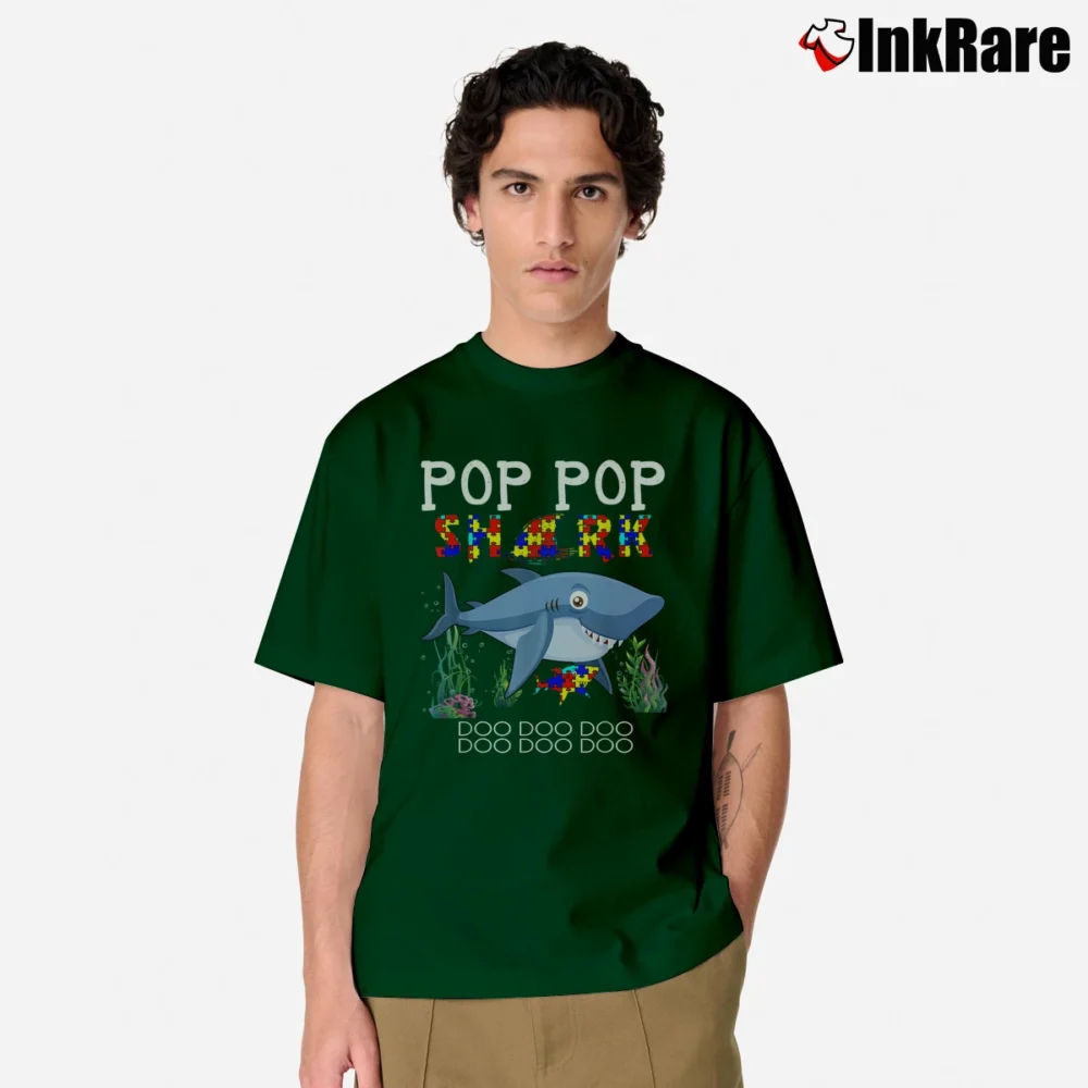 Men’s Pop Pop Shark Doo Doo Family Classic T-Shirt in forest green | Soft, Breathable Everyday Wear