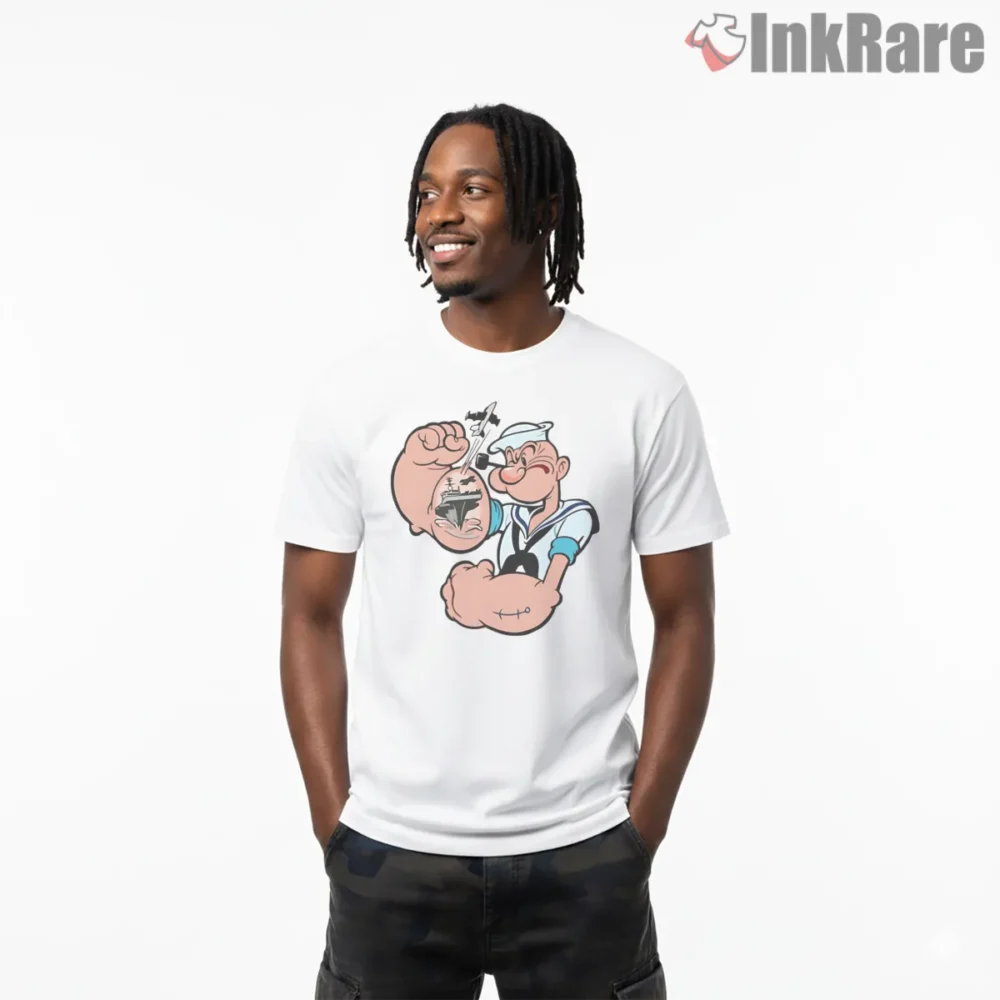 Popeye Anchor Tattoo Sailor Ink Shirt on white short sleeve shirt for men graphic tee