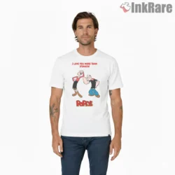 Popeye And Olive I Love You More Than Spinach Shirt on white short sleeve shirt for men graphic tee