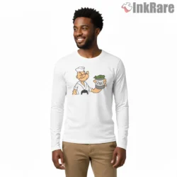 Popeye Minimal Spinach Can Illustration Shirt on white long sleeve shirt for men graphic tee