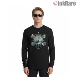 Popeye Nautical Portrait Circles Anchor Shirt on black long sleeve shirt for men graphic tee