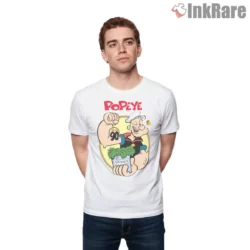 Popeye Ninetieth Spinach Strength Anniversary Shirt on white short sleeve shirt for men graphic tee