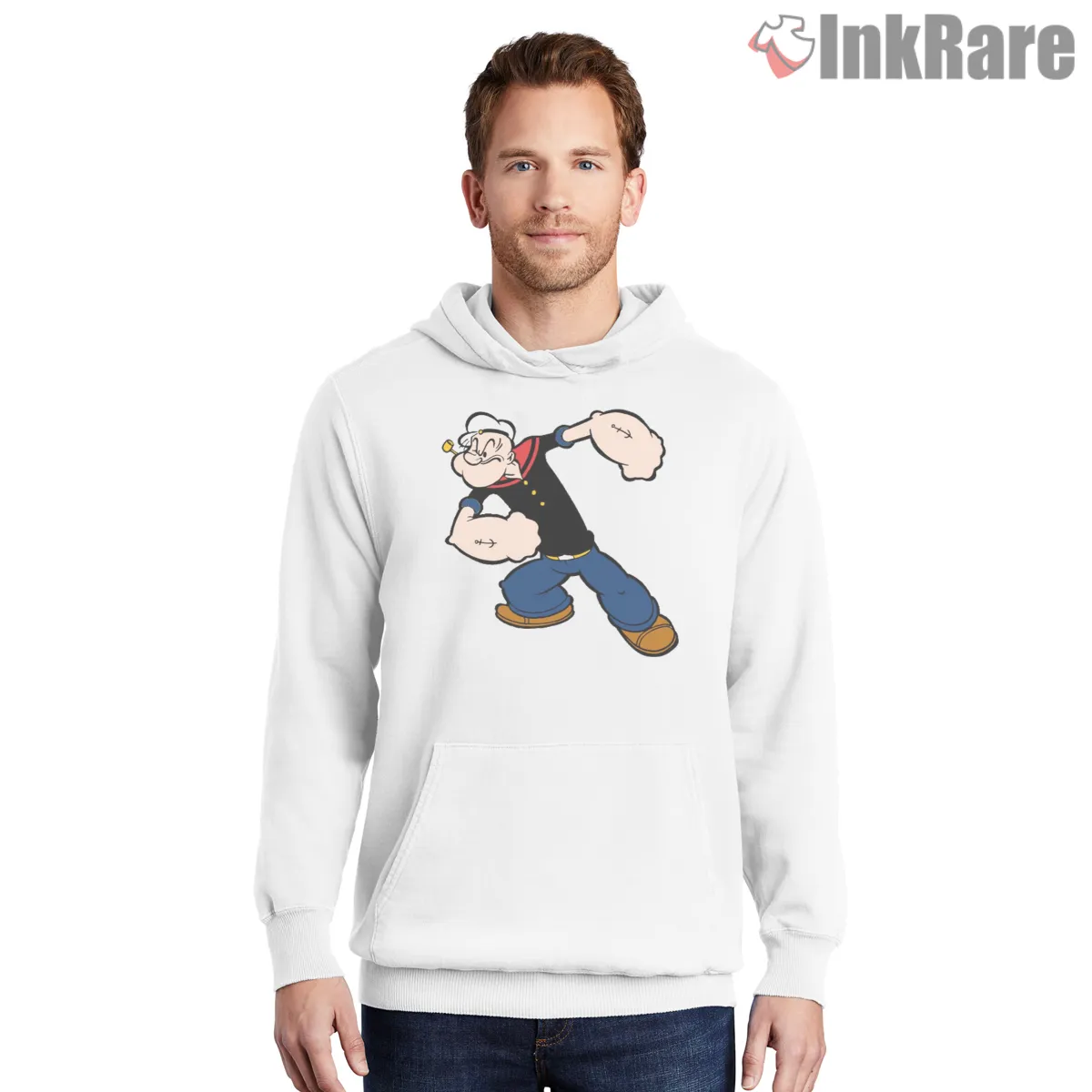 Popeye Ready To Rumble Action Shirt on white hoodie for men graphic tee