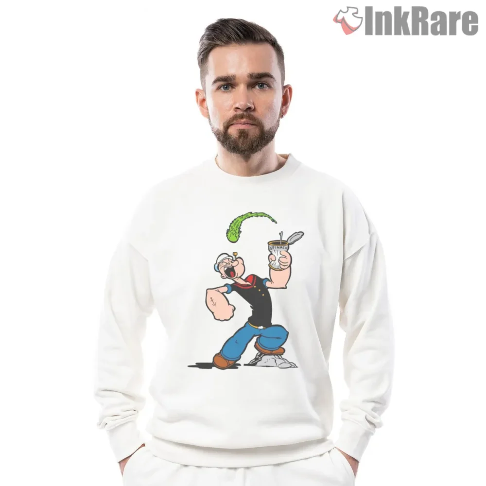 Popeye Spinach Power Up Cartoon Shirt on graphic shirt for men graphic tee