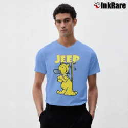 Men’s Popeye The Sailor Man Jeep Comic V-Neck Tee in light blue | Sharp, Breathable, Everyday Staple