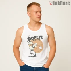 Popeye The Sailor Man Punch Graphic Shirt on white tank top for men graphic tee