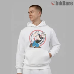 Popeye The Sailorman Rope Emblem Shirt on white hoodie for men graphic tee