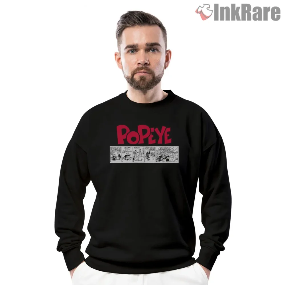 Popeye Vintage Comic Strip Logo Shirt on graphic shirt for men graphic tee