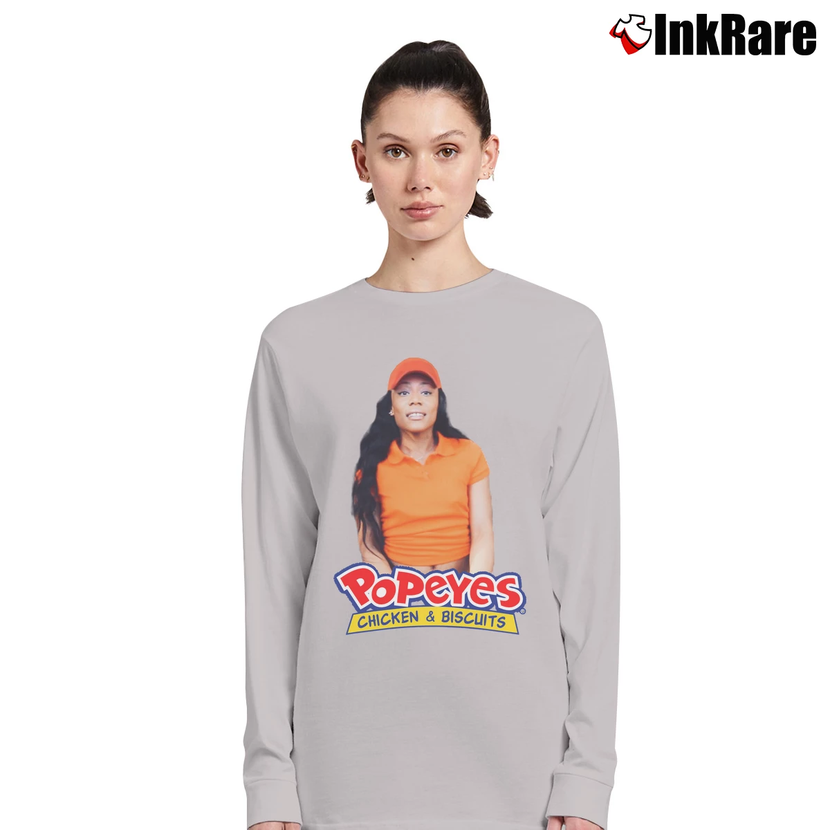 Women’s Popeyes Chicken And Biscuits Funny Graphic Long-Sleeve Top in sport grey | Sleek, Versatile, All-Season