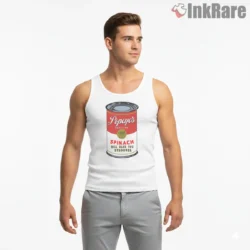 Popeyes Genuine Spinach Will Make You Stronger Shirt on white tank top for men graphic tee