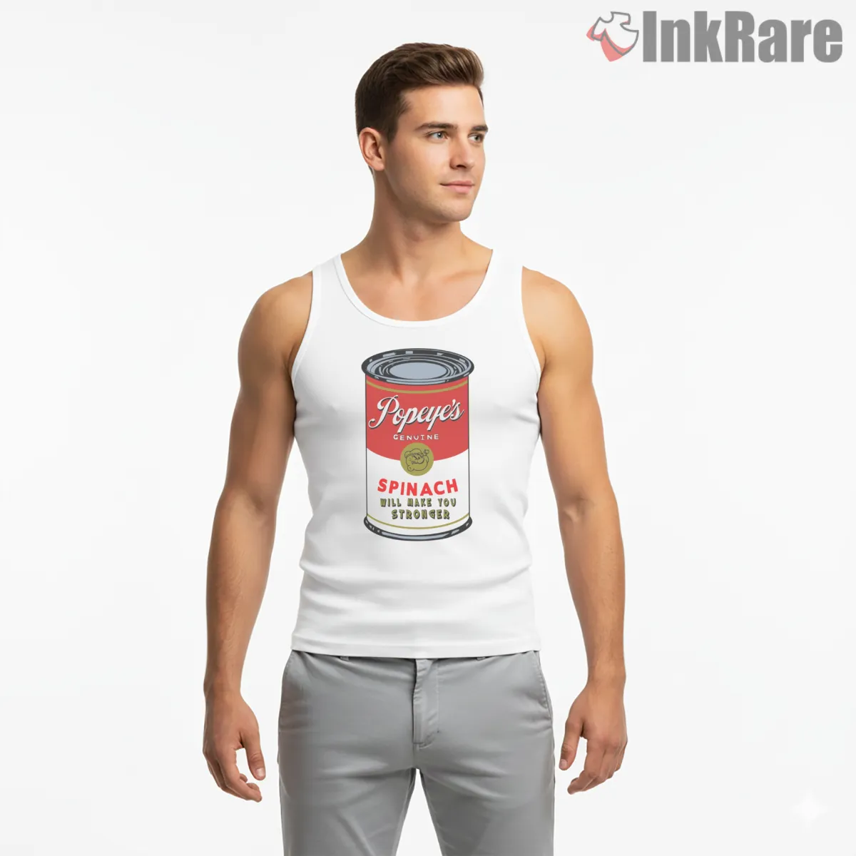 Popeyes Genuine Spinach Will Make You Stronger Tank Top White Popeyes Genuine Spinach Will Make You Stronger Shirt on white tank top for men graphic tee