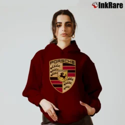 Women’s Porsche Car Logo Cozy Hoodie in maroon | Warm, Structured, Stylish