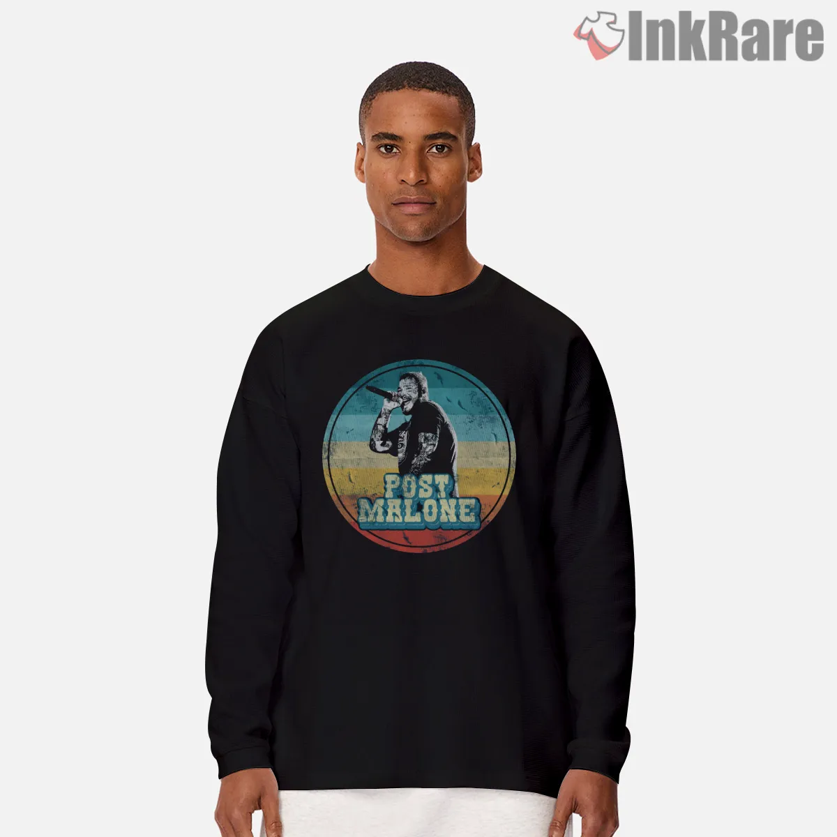 Post Malone Circle Sunset Stage Long Sleeve Black Post Malone Circle Sunset Stage Shirt on black long sleeve shirt for men graphic tee