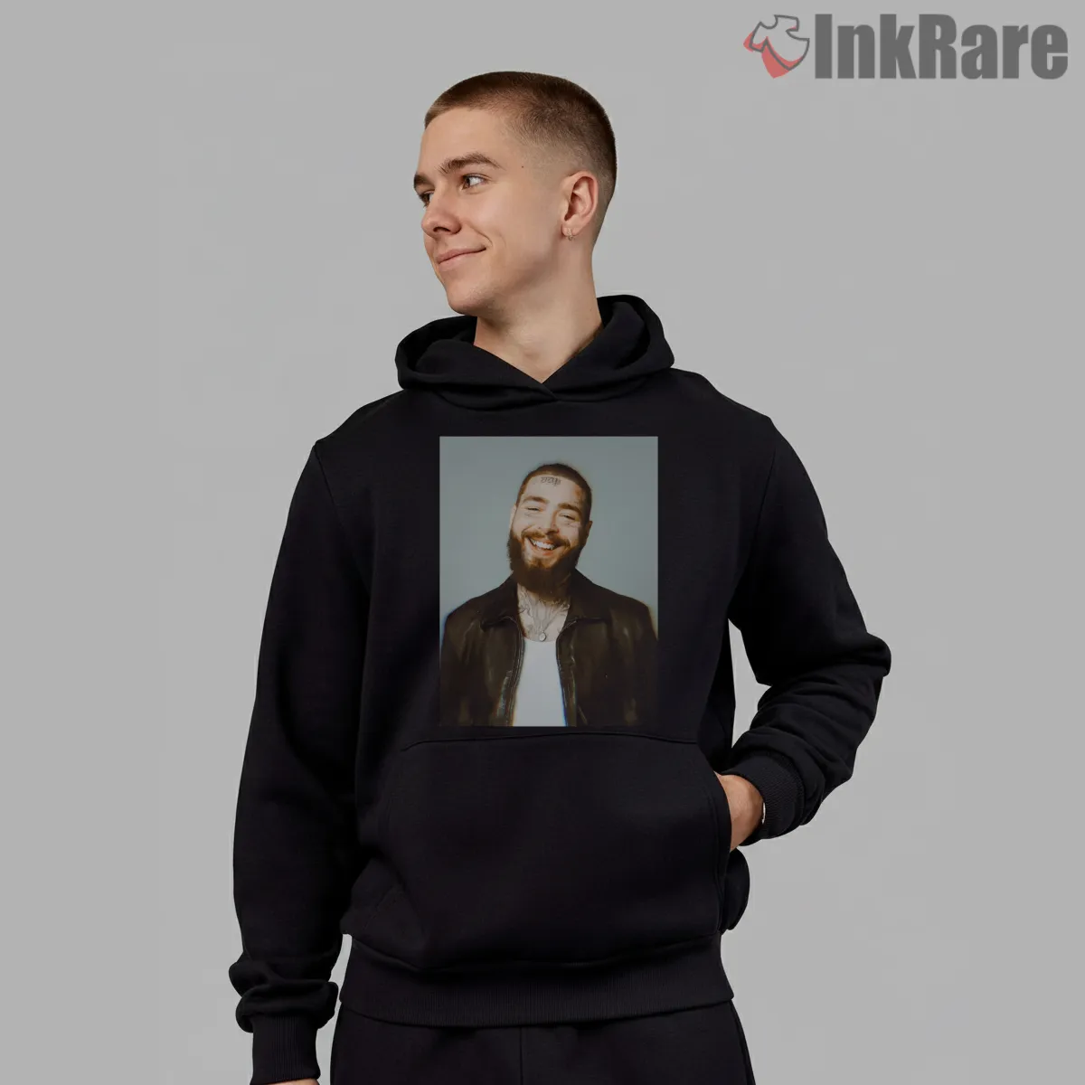 Post Malone Clean Portrait Leather Jacket Hoodie Black Post Malone Clean Portrait Leather Jacket Shirt on black hoodie for men graphic tee