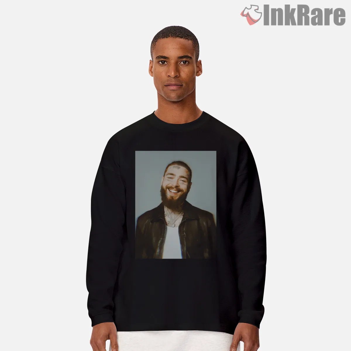 Post Malone Clean Portrait Leather Jacket Long Sleeve Black Post Malone Clean Portrait Leather Jacket Shirt on black long sleeve shirt for men graphic tee