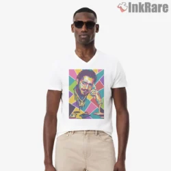 Post Malone Color Block Pop Art Portrait Shirt on white v-neck shirt for men graphic tee