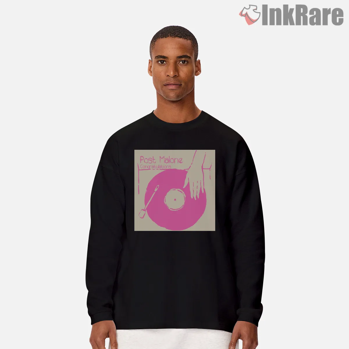 Post Malone Congratulations Vinyl Art Shirt on black long sleeve shirt for men graphic tee