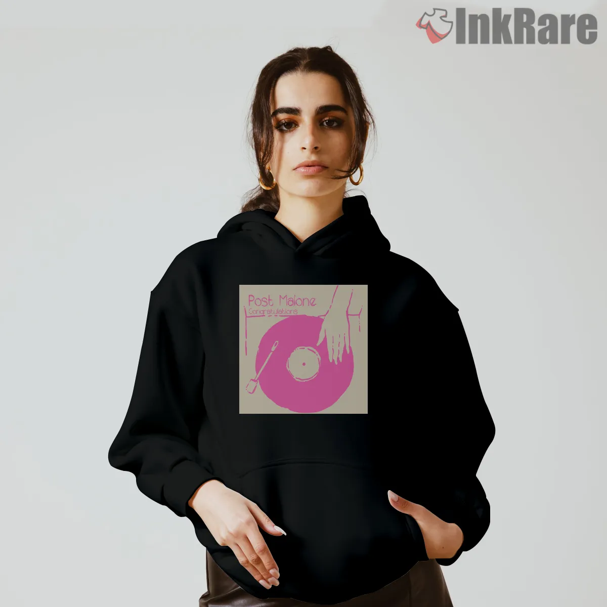 Post Malone Congratulations Vinyl Art Hoodie Black Post Malone Congratulations Vinyl Art Shirt on black hoodie for women graphic tee