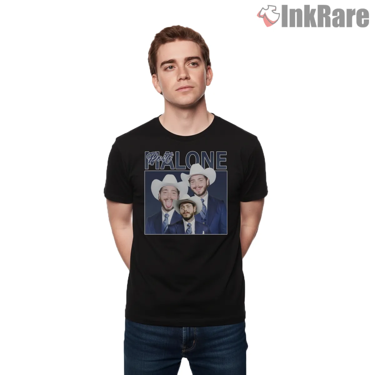 Post Malone Cowboy Suit 80s Rap Trio Short Sleeve Black Post Malone Cowboy Suit 80s Rap Trio Shirt on black short sleeve shirt for men graphic tee